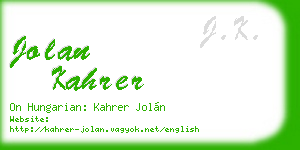 jolan kahrer business card